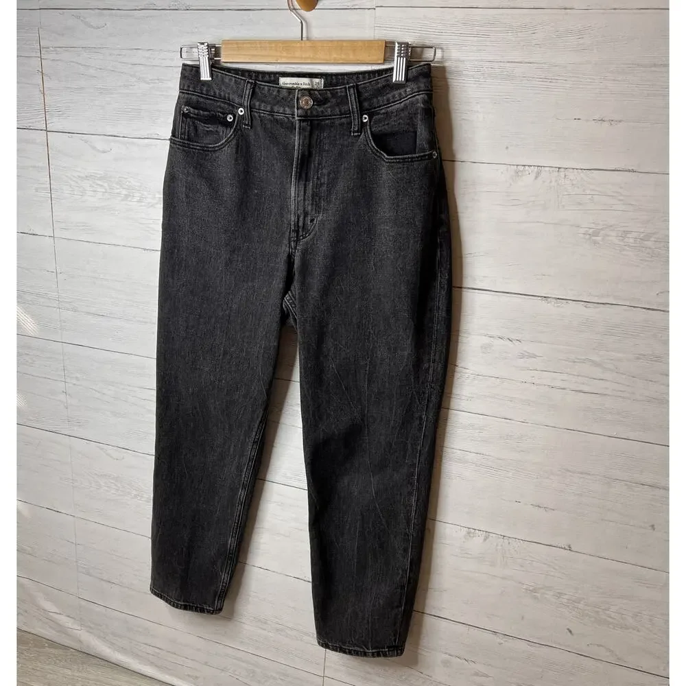 Abercrombie & Fitch Jeans Womens Size 26/2S Black The Mom High Rise Jeans Cotton